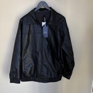 Black womens faux leather Jacket